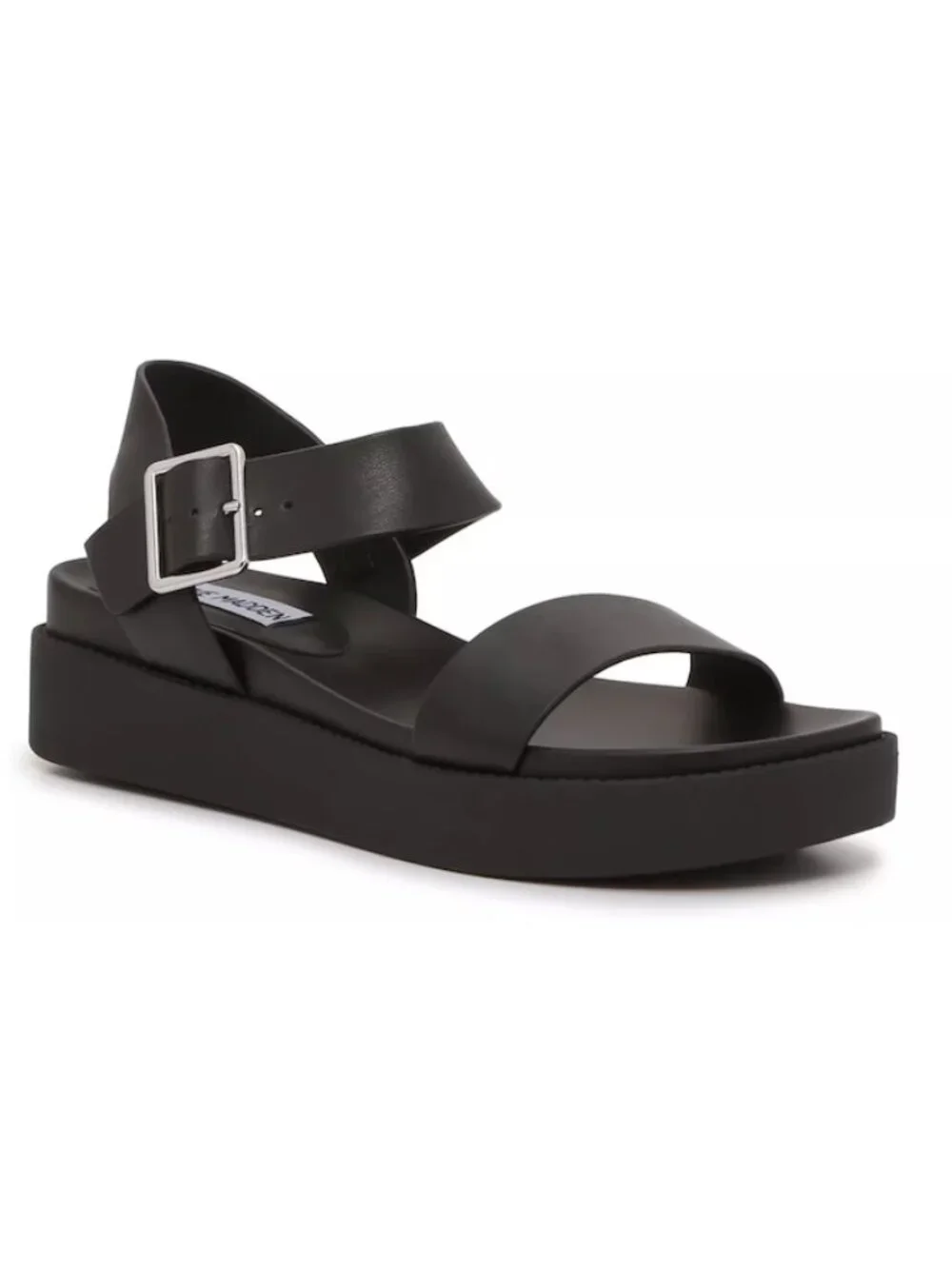 Steve Madden Steve Madden Rileey Sandal Black Double-Strap - Picture 1 of 6